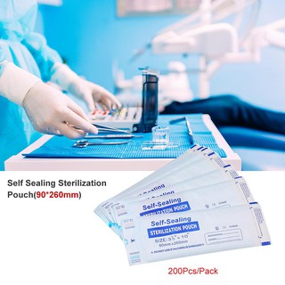 [Hàng mới về] Set 200 túi giấy y tế khử trùng tự niêm phong dùng một lần cho nha khoa/ xăm hình 260x90mm