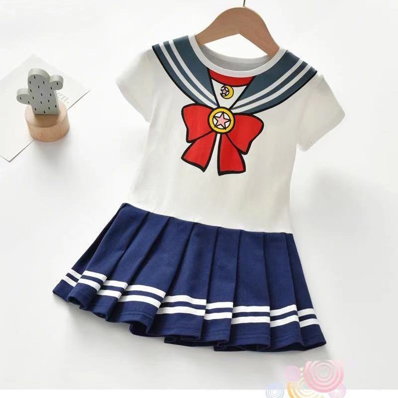 Váy Xếp Ly Màu Xanh Navy Dễ Thương Tươi Mới Cho Bé Gái