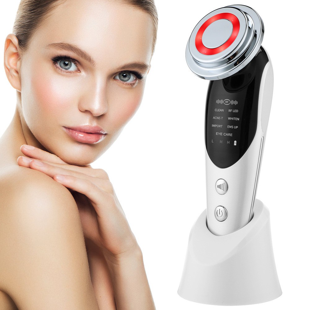 Máy nâng cơ làm đẹp RF EMS 7 trong 1 có đèn LED chăm sóc da mặt chống nếp nhăn và lão hóa
