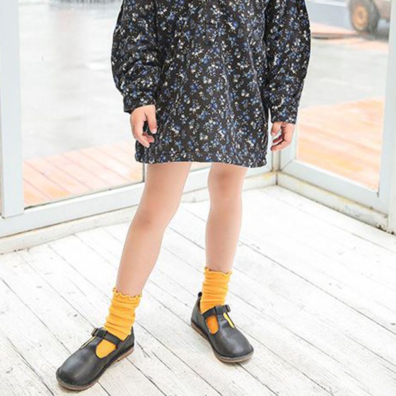 Vớ Cotton Pha Trộn Dài Ngang Bắp Chân Màu Trơn Dễ Thương Unisex