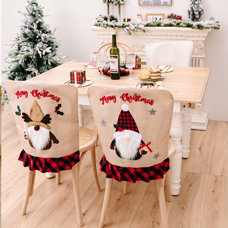 QQ Vỏ Bọc Ghế Trang Trí Giáng Sinh / Sinh Nhật / Lễ Hội Họa Tiết Caro Đỏ Đen