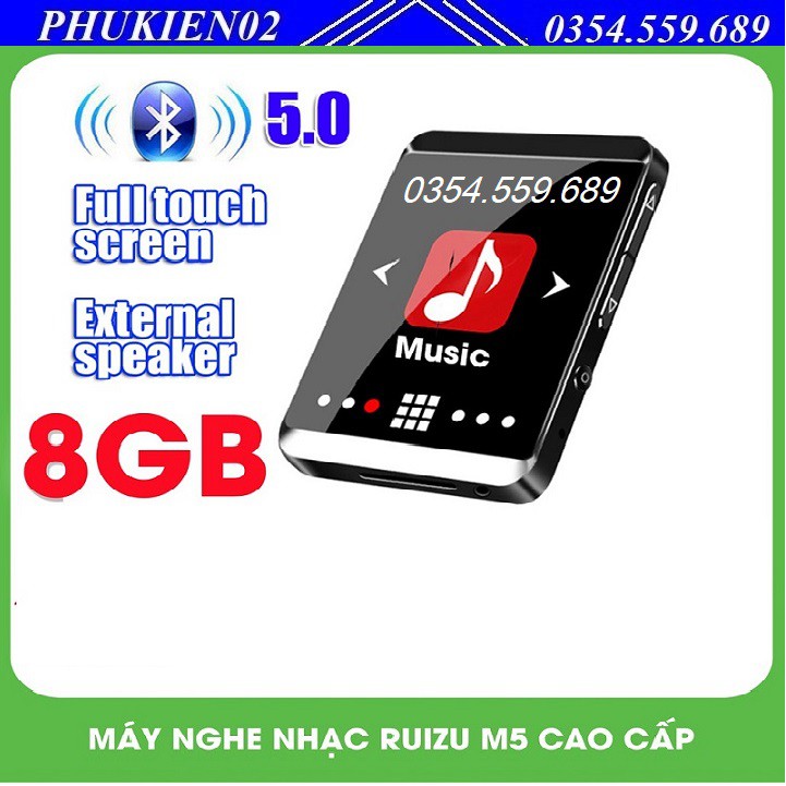 Ruizu M5 - Máy Nghe Nhạc Bluetooth, Màn Hình Cảm Ứng, 8gb