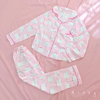 Bộ ngủ / pyjama mèo hồng