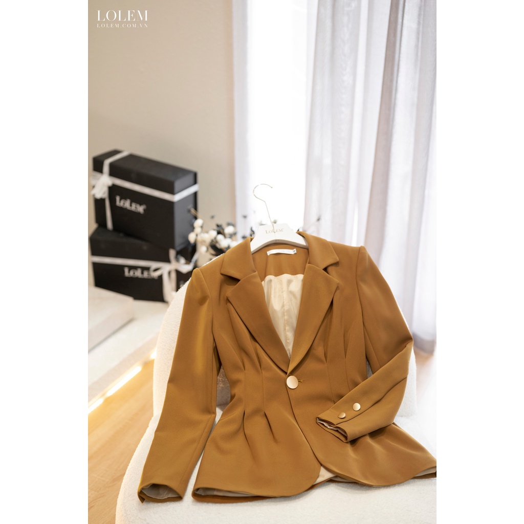 Áo vest nữ blazer công sở thiết kế trượt xếp ly eo 1 nút LOLEM AKNB015