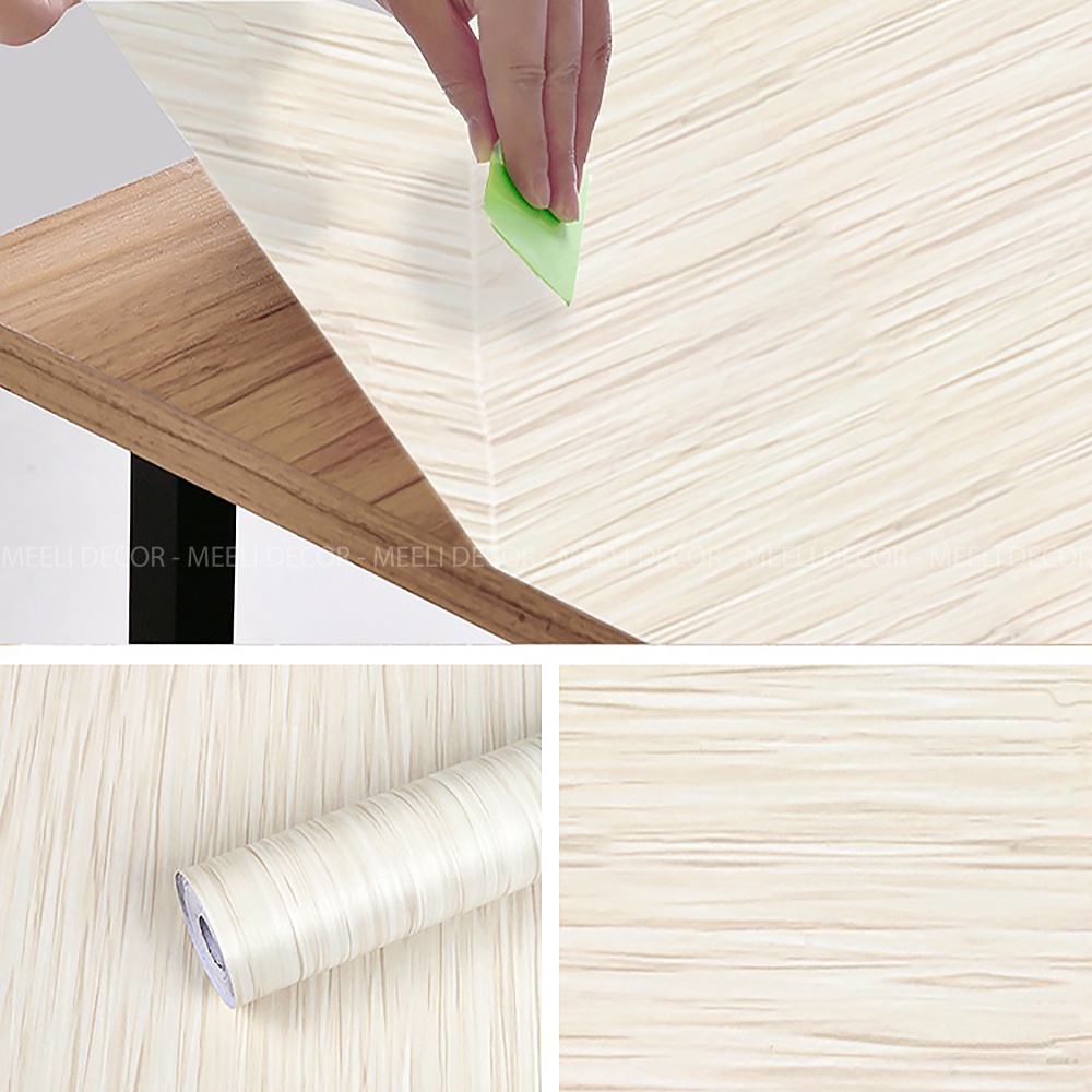 Giấy decal dán tường vân gỗ Meeli Decor nhiều màu dán phòng ngủ tủ quần áo bàn học sẵn keo, kt 3m x 60cm, ME30