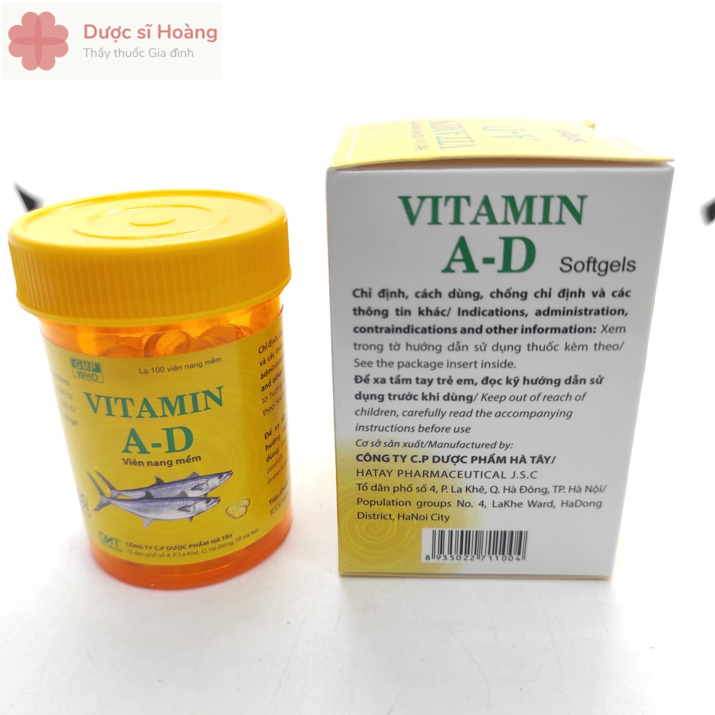 Vitamin A-D - Dược phẩm Hà Tây - Lọ 100 viên date 10/2025