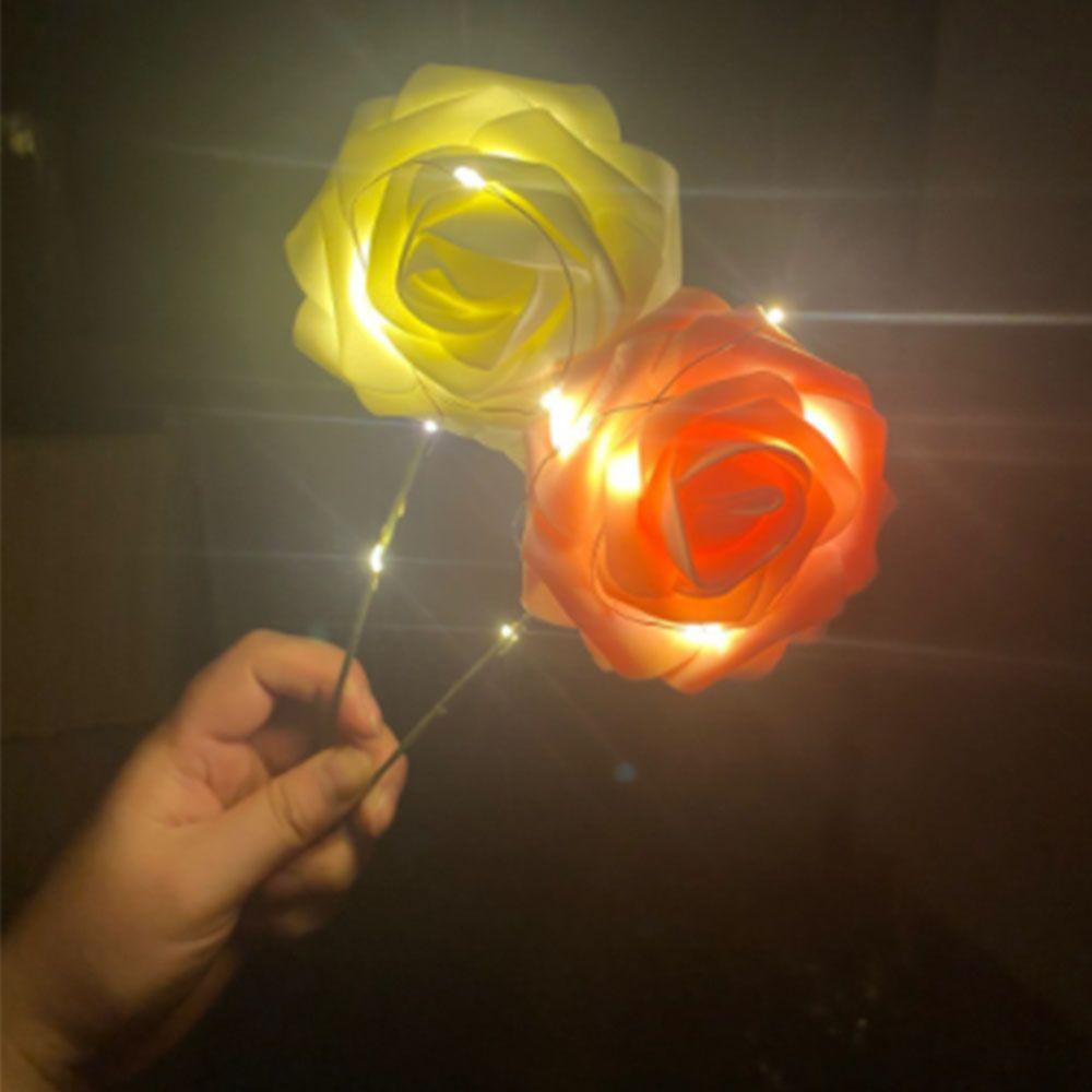 KUNHEV Đèn LED Hình Hoa Hồng Phát Sáng Ấm Áp Lãng Mạn Kèm Túi Đựng