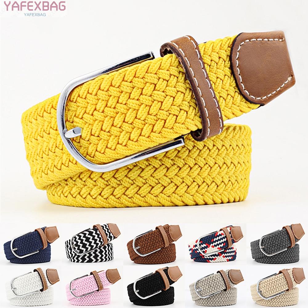 Mens Womens Ladies Elasticated Belts Canvas Stretch Elastic Braided Belt Buckle