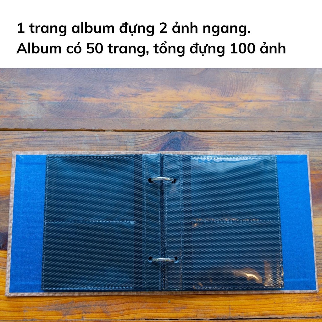Album ảnh 6x9 đựng 100 tấm bìa vải vintage Tú Vy Studio binder card, quà tặng, để ảnh cho con, để lomo card