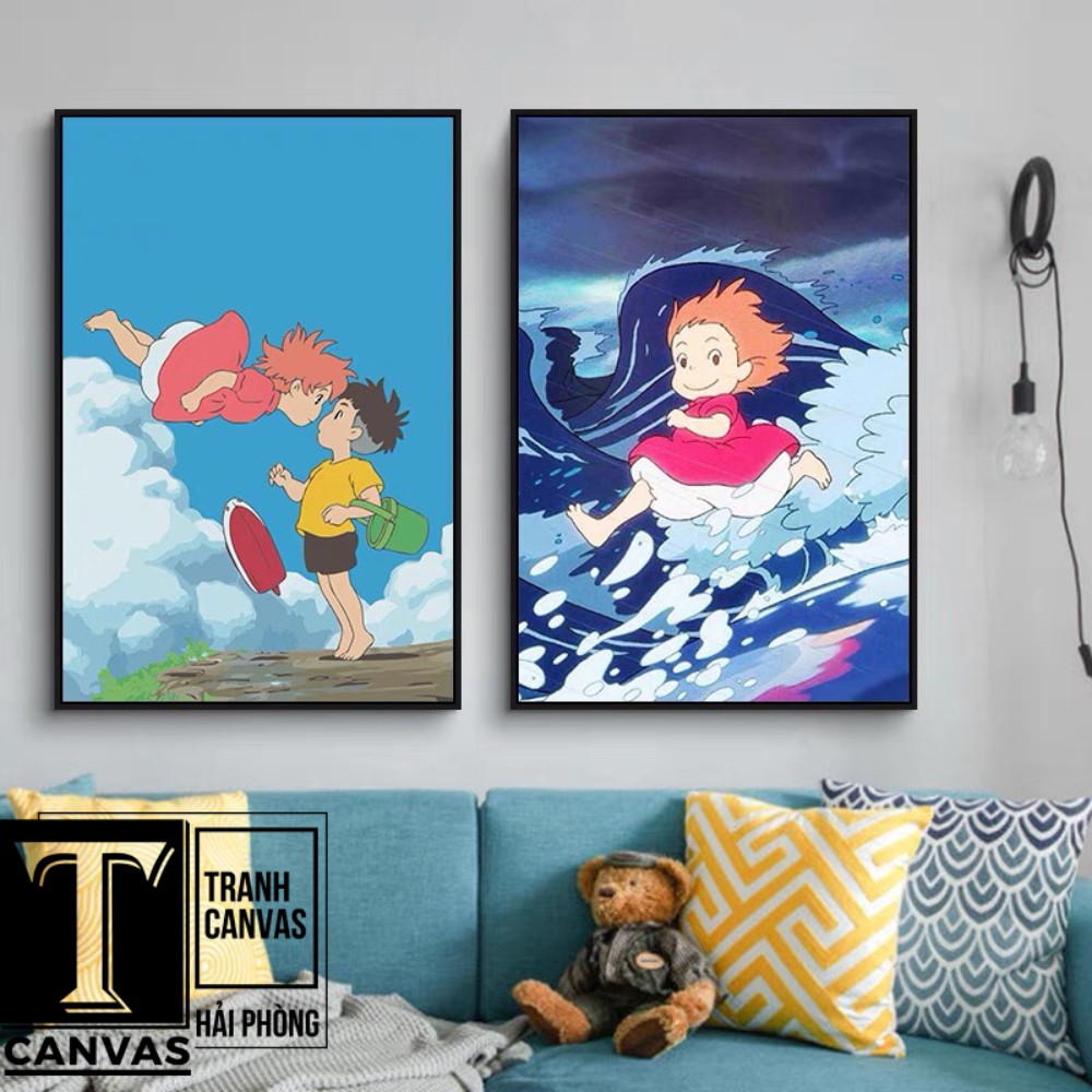 (Giá Xưởng) Tranh canvas treo tường, tranh hoạt hình Ghibli, Cô bé người cá Ponyo GHIBLI 12-22 (không kèm khung)