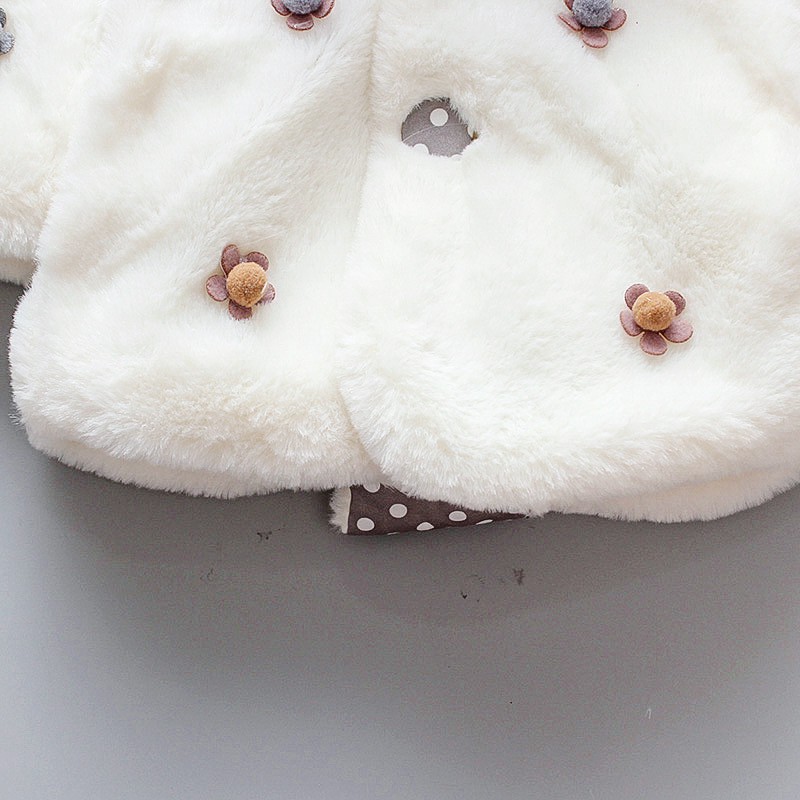 Áo khoác cotton có mũ trùm đầu họa tiết hoa chấm bi cho bé gái