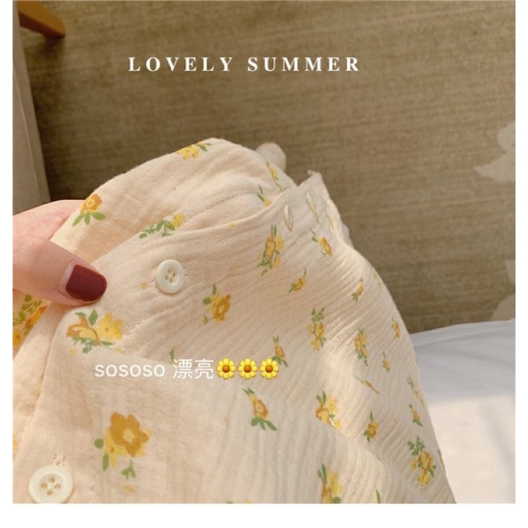 Váy ngủ 2 màu hoa vải xô muslin VN008 tiểu thư