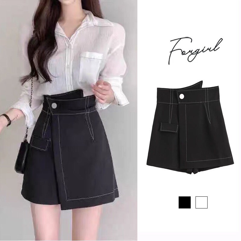 Chân váy chỉ nổi Forgirl lưng cao 2 màu cá tính siêu hot