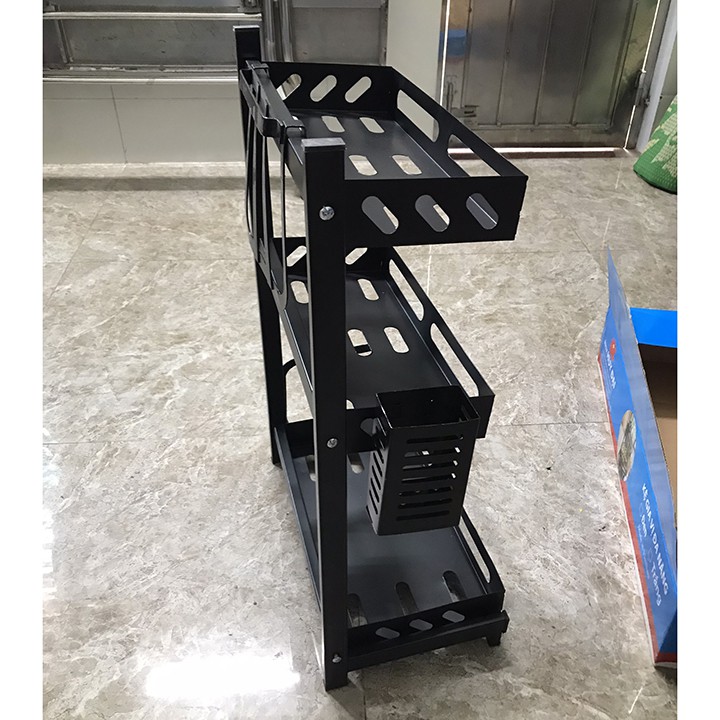 [HÀNG CAO CẤP]  Kệ gia vị đa năng INOX phủ sơn tĩnh điện Đen, kệ bếp cao cấp (2 Tầng, 3 Tầng) Loại Dày | BigBuy360 - bigbuy360.vn