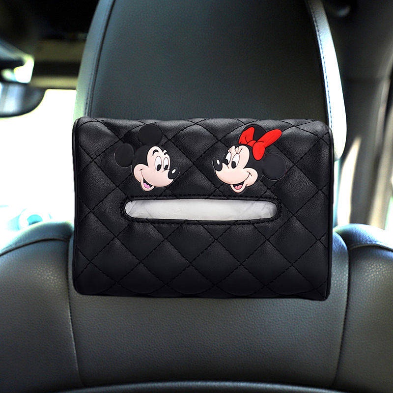 Car Tissue Box Leather Armrest Box Hanging Sun Visor Cartoon Cute Car Paper Extraction Box Car Auto department store supplies
