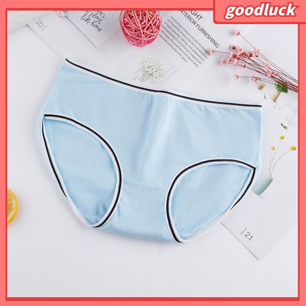 Quần lót cotton lưng thấp thoáng khí màu trơn kiểu dáng dễ thương cho nữ