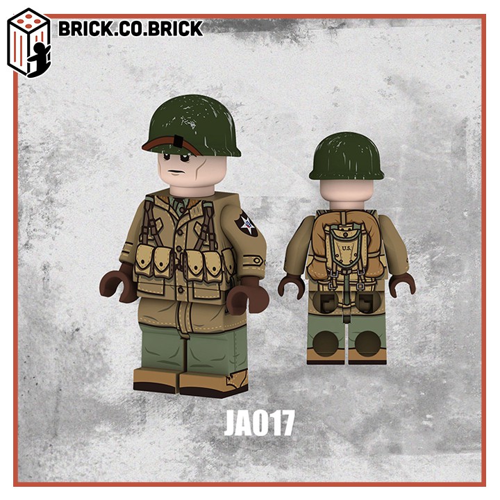 Lính Mỹ &amp; Lính Trung Quốc Mô Hình Đồ Chơi Lắp Ráp Non LEGO Lính Quân Đội Thế Chiến Minifigure Soldier WWII JA015 JC016