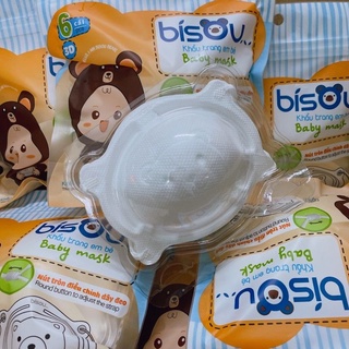 Khẩu trang em bé hình gấu Bisou dành cho bé sơ sinh đến 3 tuổi túi 6 cái