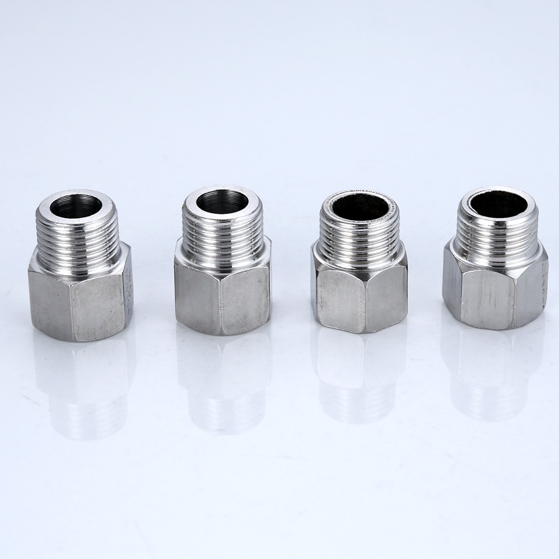 Lơ inox vuông dn15 4cm hàng đúc đẹp, inox bóng, nối ren trong phi 21 với ren ngoài phi 21 - QM.PK107