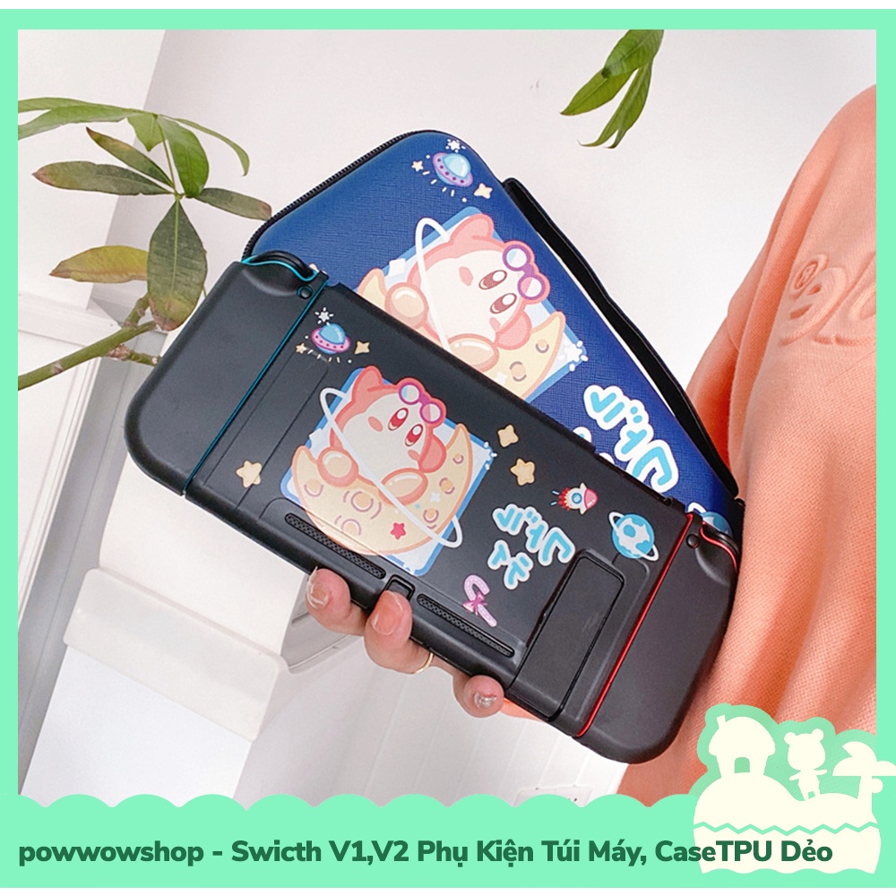 [Sẵn VN - Hỏa Tốc] Switch V1,V2 Phụ Kiện Túi Máy, Case Ốp TPU Dẻo Cho Máy Game Cầm Tay Nintendo Switch V1,V2 Black Kirby