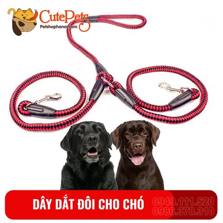 Dây dắt đôi 1cm 2 đầu dắt dành cho 2 cún - Cutepets