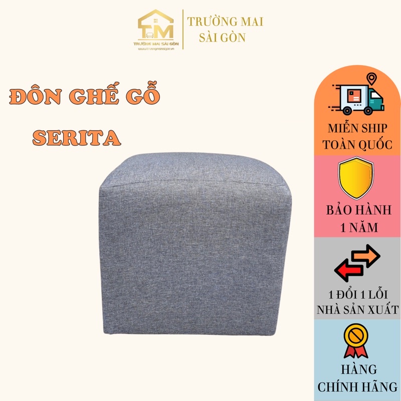 đôn ghế gỗ sofa SERITA giá xưởng chất vải bố nhập khẩu cao cấp Trường Mai Sài Gòn