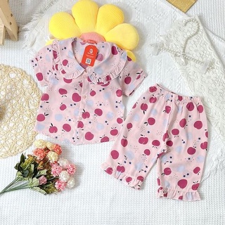 Bộ Đồ Ngủ Pijama Cổ Bèo Cộc Lửng Lụa Mango Tay Bồng Dành Cho Bé Gái Từ 11-32Kg - BPN40