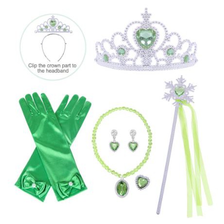 Bộ Phụ Kiện Công Chúa Elsa, Anna, Bela, Bạch Tuyết, Công Chúa Ngủ Trong Rừng, Sofia Màu Hồng, Màu Xanh Cho Bé Gái