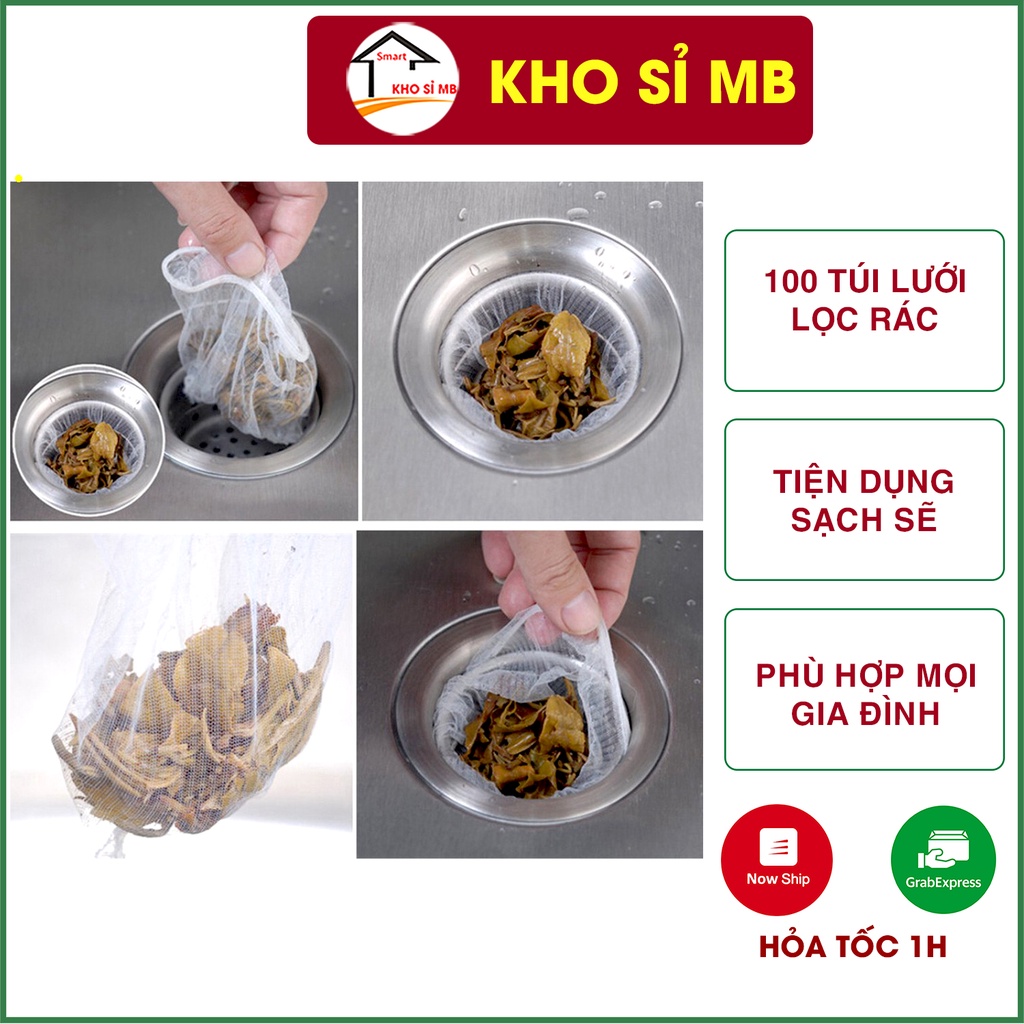 túi lưới lọc rác bồn rửa chén bát thông minh 100 chiếc bao lọc rác dạng lưới dùng cho nhà tắm kho sỉ mb