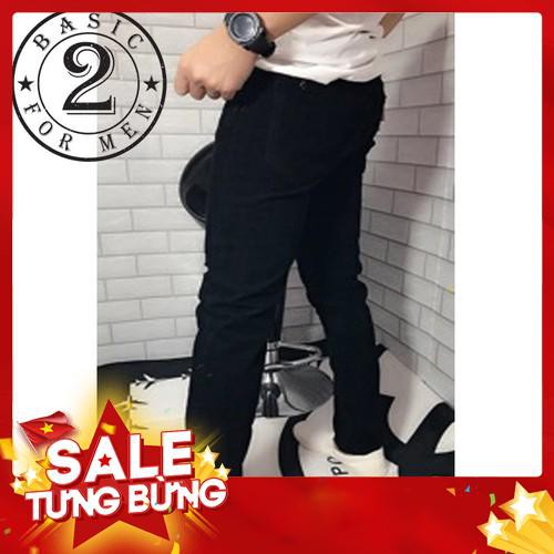 Quần Jean Nam Màu Đen Co Giãn Dáng Trơn Ống Côn Thời Trang Hàn Quốc - Hàng nhập khẩu