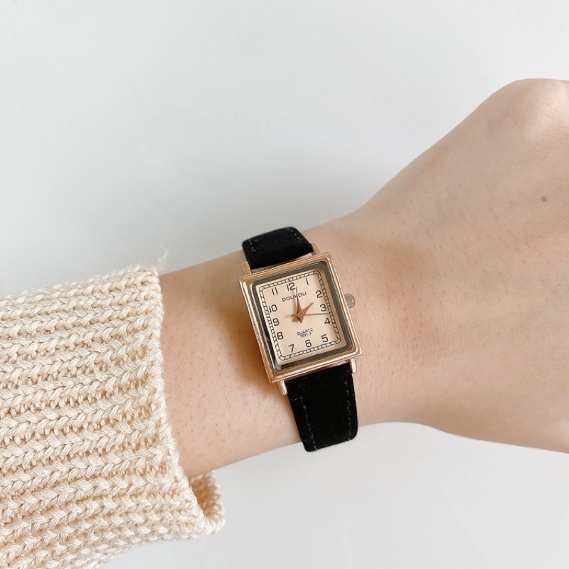 Đồng hồ thời trang nữ Gaiety chất dây da nhung cực đẹp, mặt chữ nhật, chống trày xước tốt DHG1 LOUSMORE | BigBuy360 - bigbuy360.vn