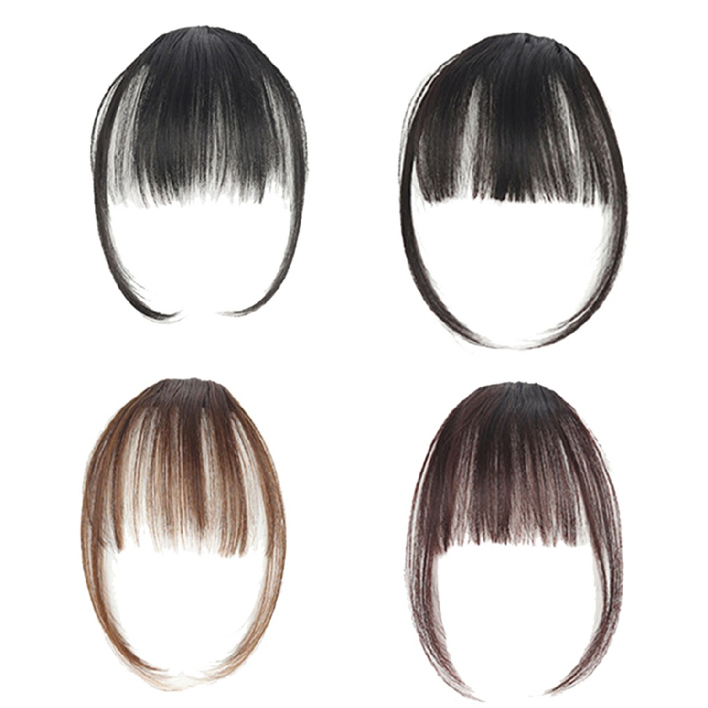 Womens Thin Air Fringe Bangs False Fake Hair Extension Clip on Front Hairpiece