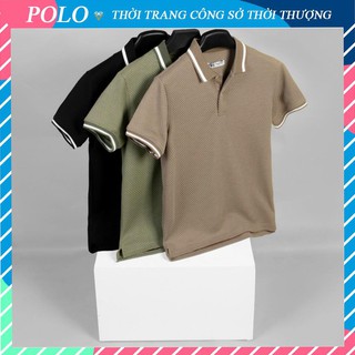 Áo Polo Nam Cổ Bẻ Vải Cotton Dệt Ô Cao Cấp, Áo  Nam Có Cổ Basic 3 Màu Hàng Xuất Khẩu Cao Cấp Thoáng Mát