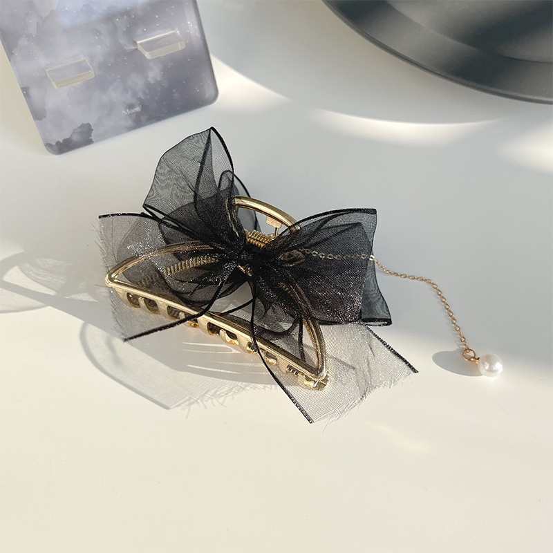 Kẹp Tóc Vải Lưới Phối Nơ Sau Lưng Cỡ Lớn 2022 Dành Cho Nữ