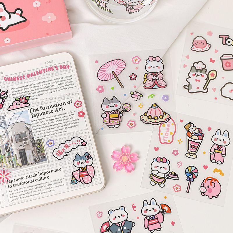 10 TẤM sticker cute chất liệu PVC trang trí dễ thương