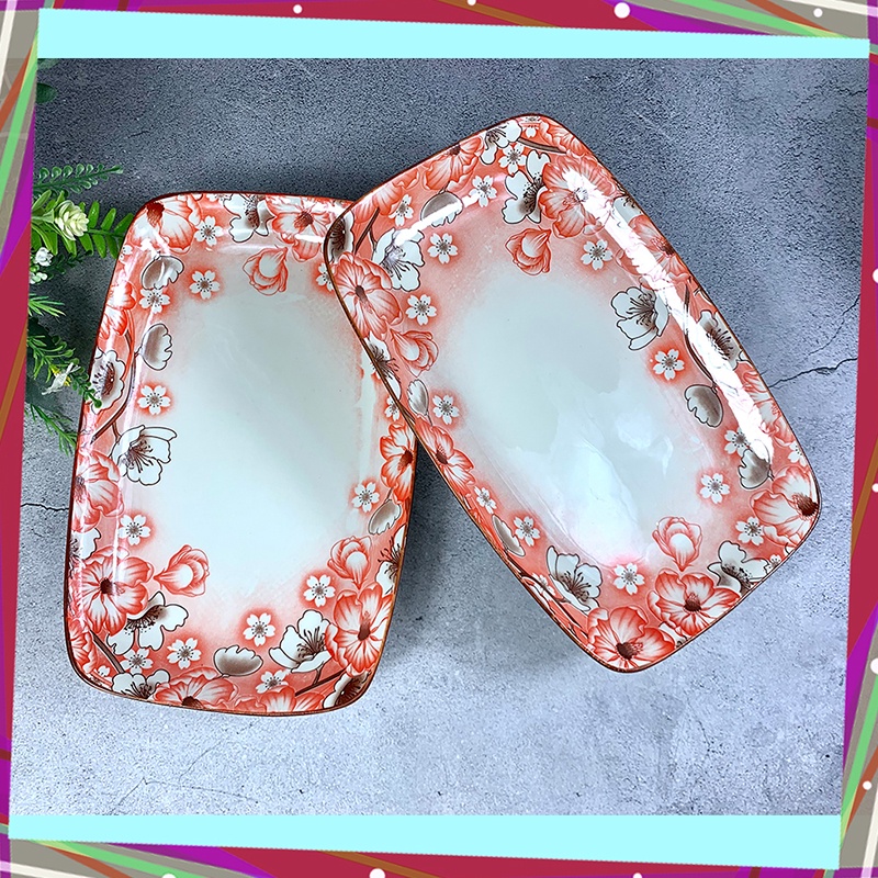Đĩa chữ nhật sứ Bát Bảo, 4D03, Bền Đẹp Rẻ, Since_1977
