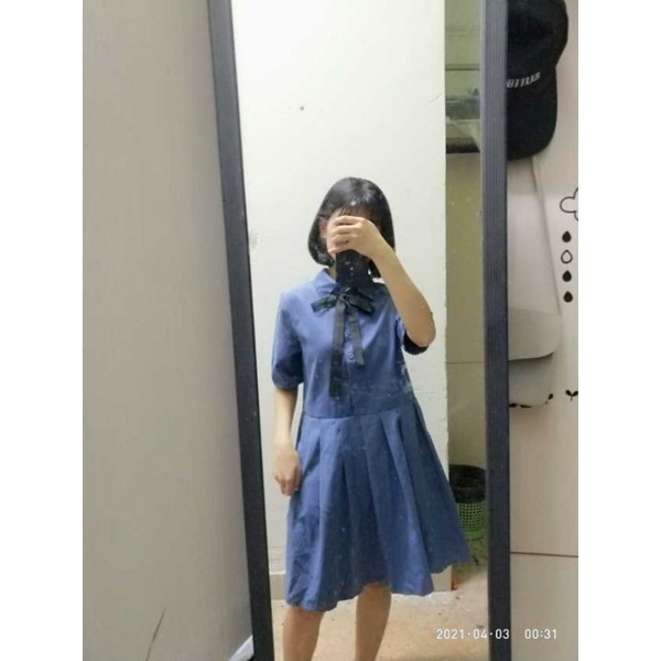 Đầm nữ sinh tặng kèm thắt nơ cổ đủ màu 100% ảnh thật