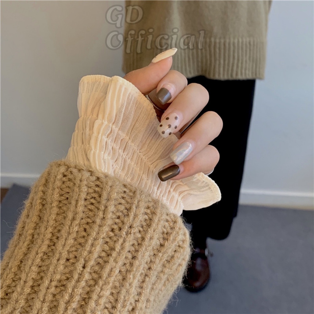 AT1|Áo sơ mi voan cổ cao lọ đứng mặc bên trong áo len tay bèo phồng thun dài ren trắng đen nâu GD Official | BigBuy360 - bigbuy360.vn