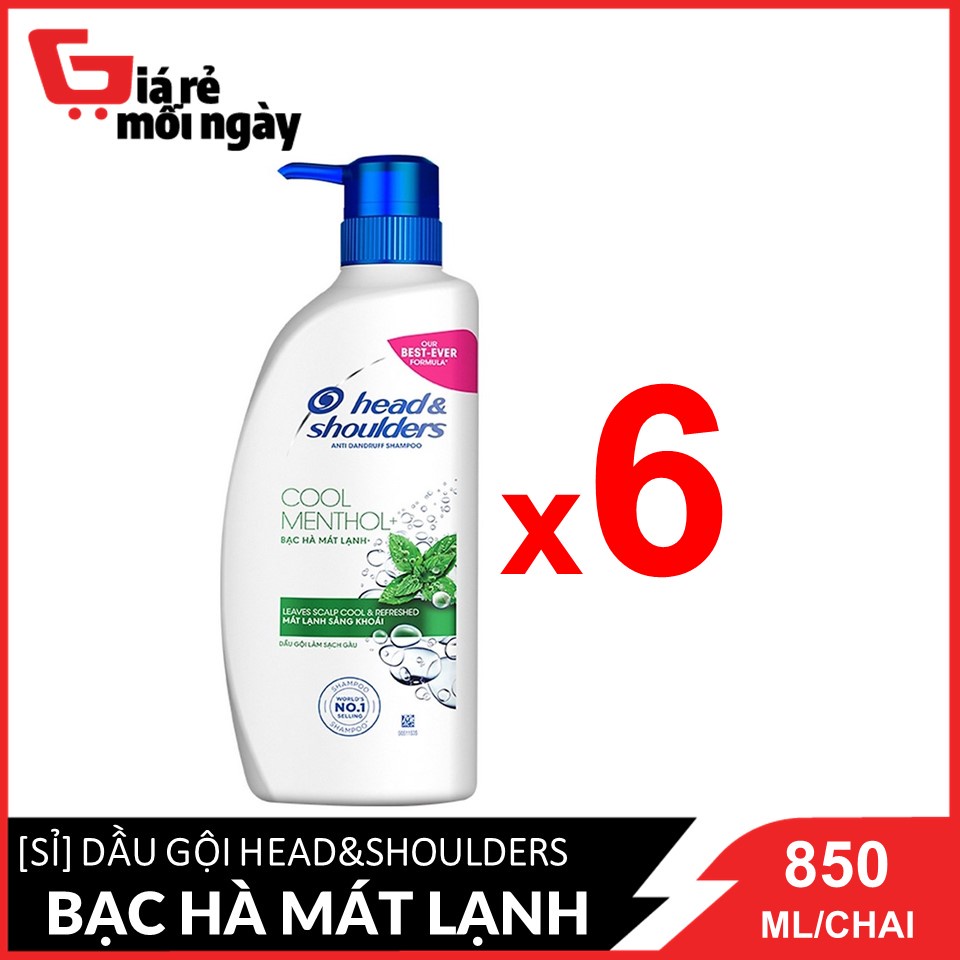 [HCM][Giá sỉ] Nguyên thùng Dầu gội Head&amp;Shoulders Bạc hà 850mlx6