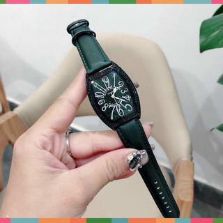(Thẻ bảo hành 12 tháng) (Franck muller) Đồng hồ nữ Franck muller nữ dây da màu xanh cực chất - FM - MTP STORE