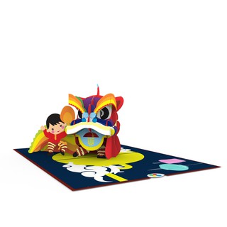 Thiệp 3D pop up Múa Lân