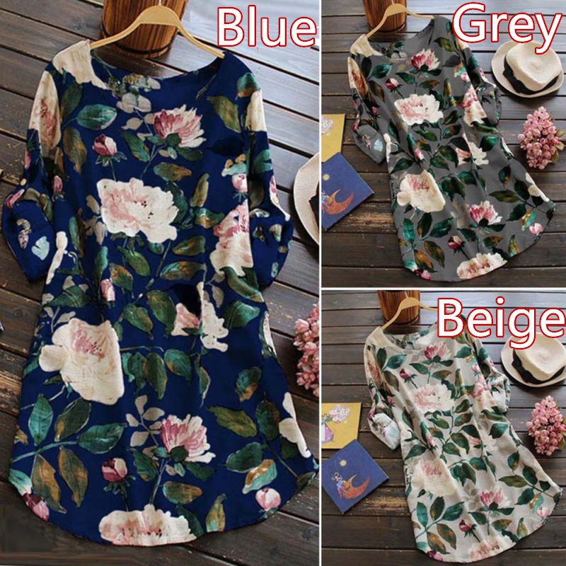 FREESHIP ĐƠN 99K_ Đầm nữ cổ tròn họa tiết hoa lá xinh xắn thời trang | BigBuy360 - bigbuy360.vn