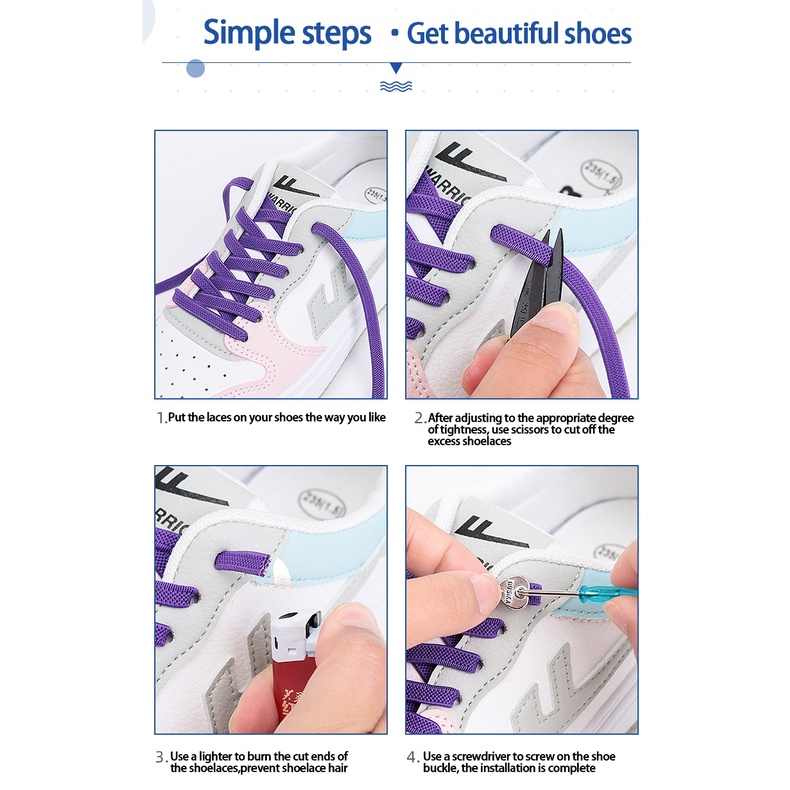 Dây Buộc Giày Mặt Phẳng 24 Màu Co Giãn Không Cần Buộc Hình Trái Tim Đính Kim Cương Cho Nam Nữ