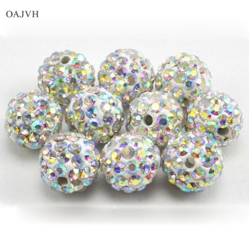 Set 20 Hạt Tròn Đính Đá Dùng Làm Trang Sức Thủ Công