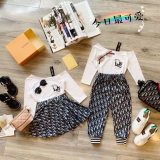 Bộ Dior lệch vai bé gái [sét chân váy]