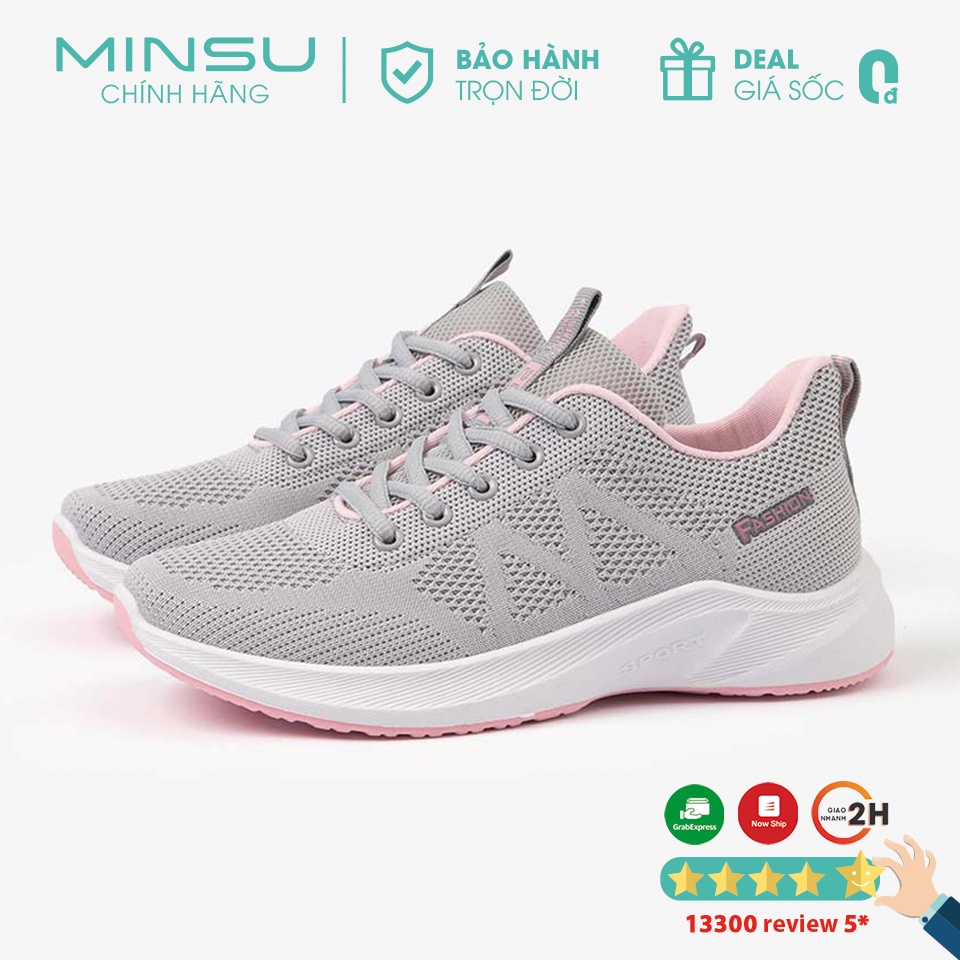 Giày Thể Thao Sneaker Nữ MINSU M3007 Style Bata Hàn Quốc Siêu Nhẹ Thoáng Khí Phù Hợp Chạy Bộ, Đi Chơi, Học