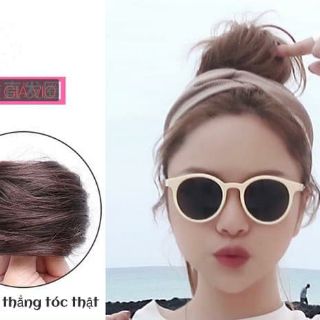 Tóc búi cột thẳng tóc thật