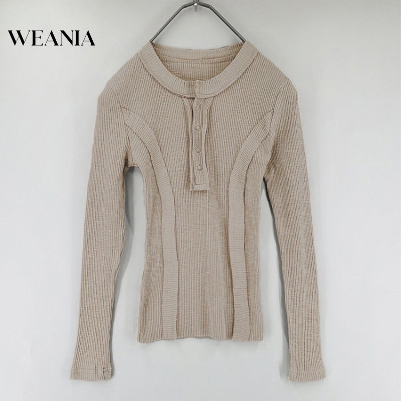 Áo Thun Cotton Tay Dài Dáng Ngắn Hở Cổ Quyến Rũ Cho Nữ