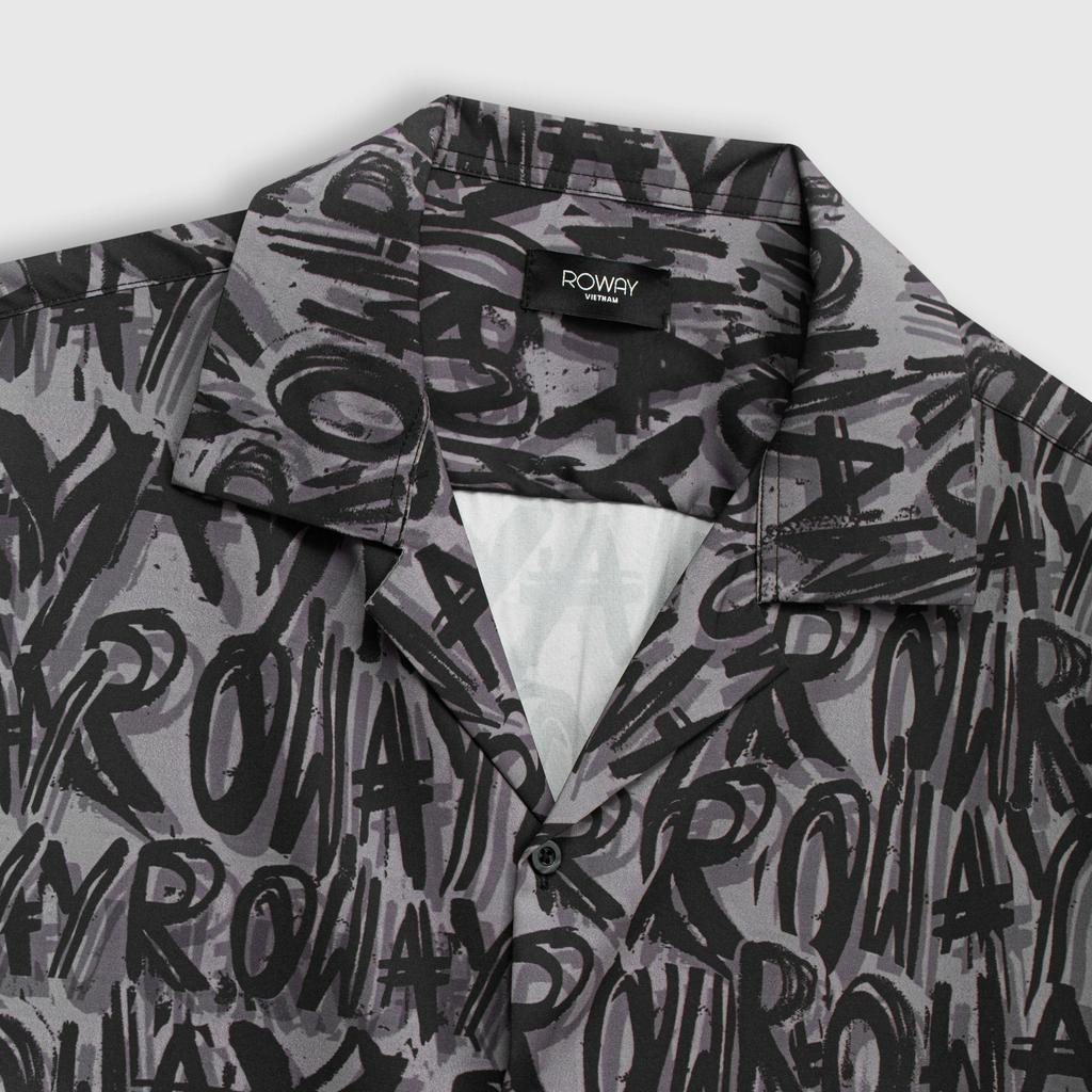 Áo sơ mi nam ROWAY vải lụa, form regular, họa tiết chữ Roway | BigBuy360 - bigbuy360.vn