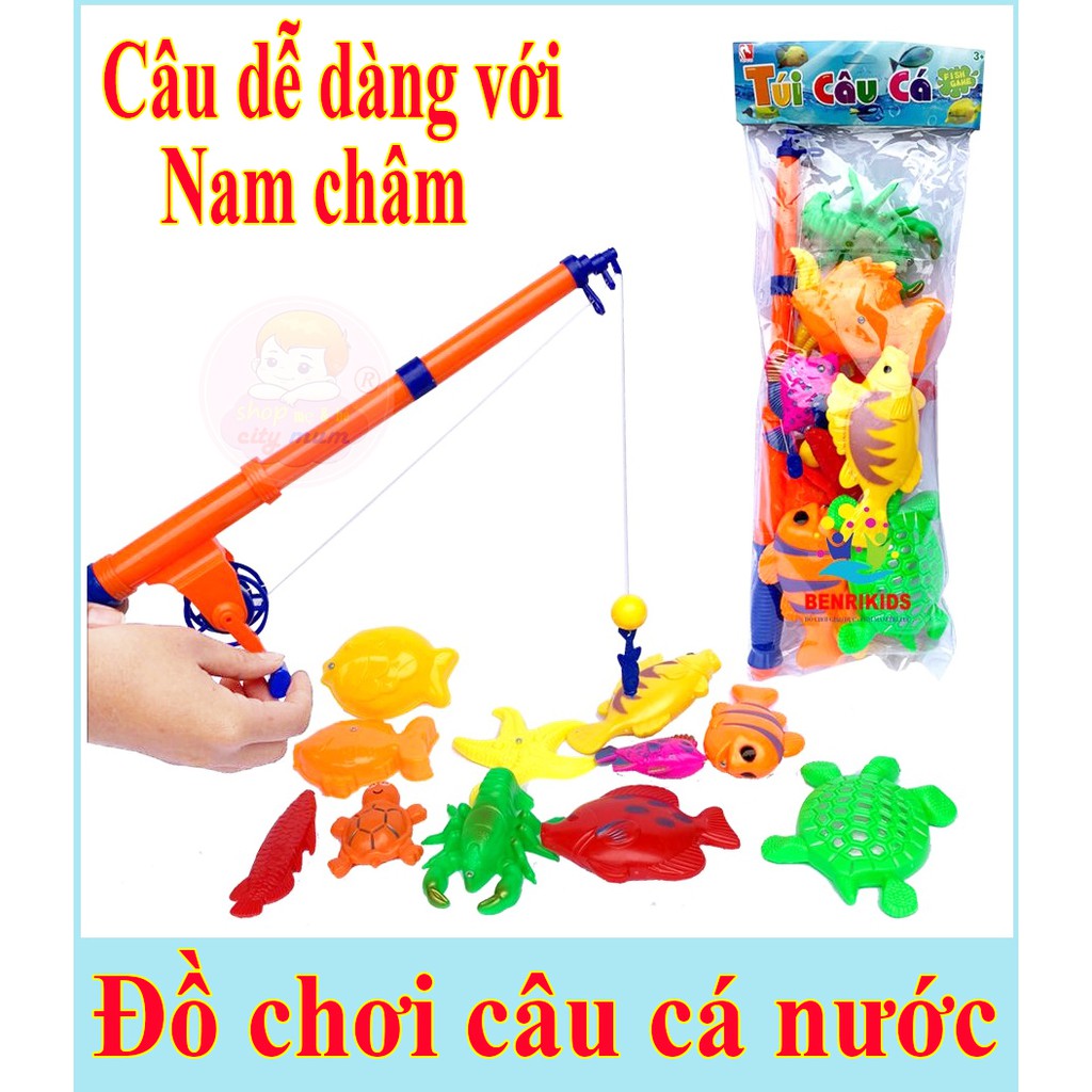 Bộ đồ chơi câu cá nam châm dưới nước 1 cần 9 cá